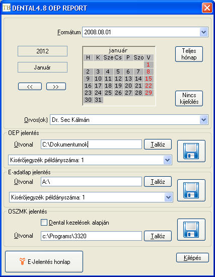 >OEP jelentés készítő (TB) modul