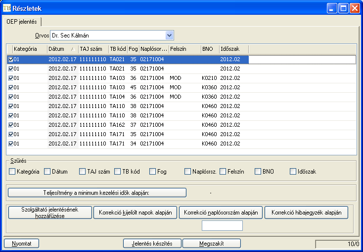 >OEP jelentés készítő (TB) modul